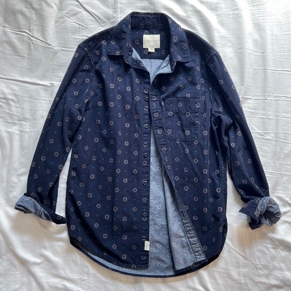 American Eagle blue corduroy button shirt men small - Picture 1 of 4
